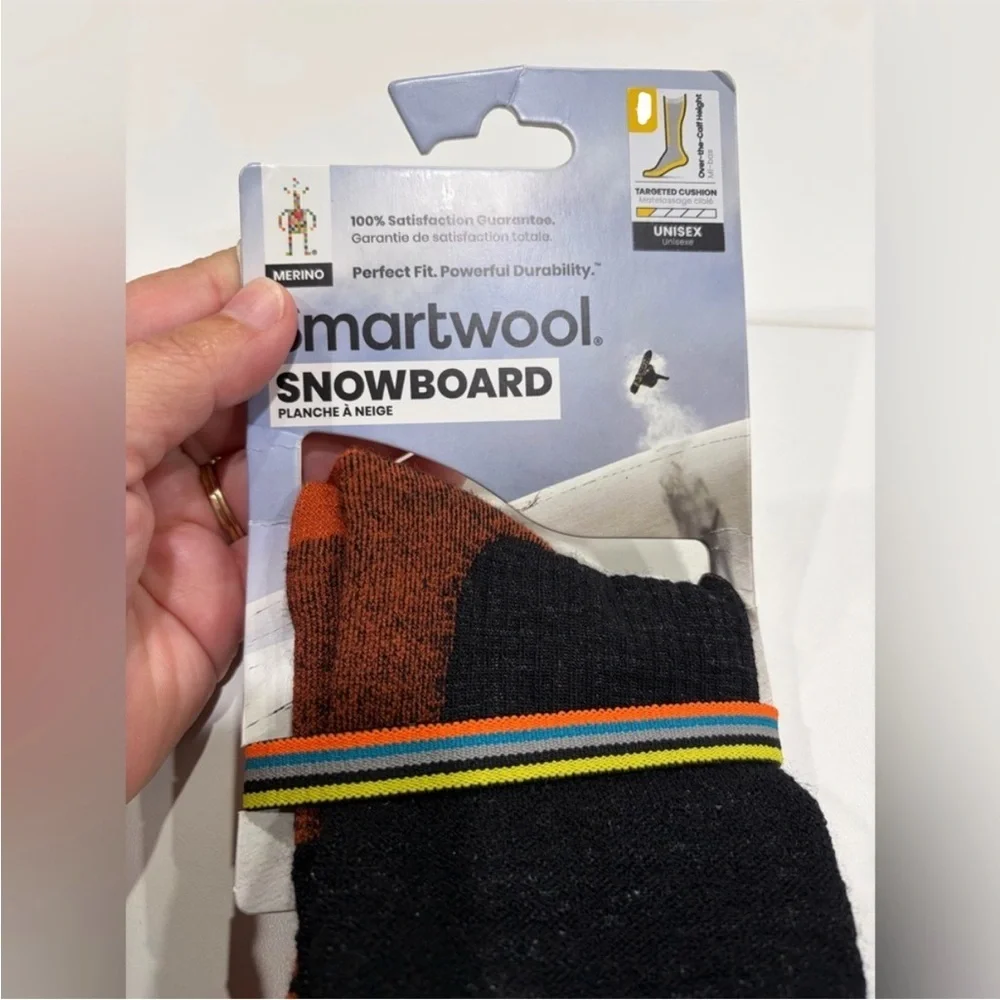 Smartwool Men's XL Snowboard Piste Machine Over The Calf Socks Black Yellow